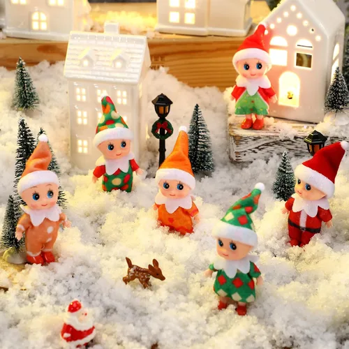 Vista 3 de 6 muñecas de Navidad para bebé, juguetes en miniatura, decoraciones de Navidad, rellenos de calcetines, calendarios de Adviento de Año Nuevo