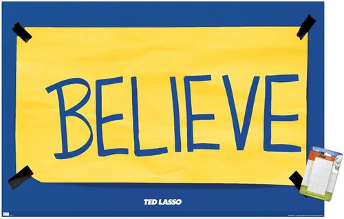 Vista 13 de Trends International Ted Lasso - Póster de pared Believe, 14.725 x 22.375 pulgadas, versión enmarcada de madera de granero