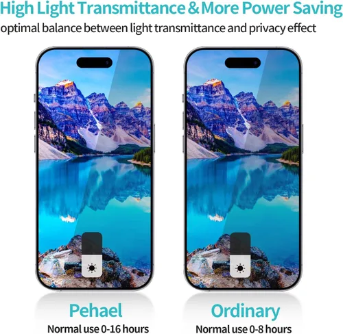 Vista 3 de PEHAEL - Paquete de 2 + 2 protectores de pantalla de privacidad para iPhone, protector de lente de cámara, cobertura completa, vidrio templado