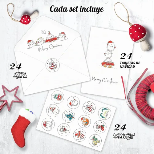 Vista 2 de BGTCARDS Bonitas tarjetas de Navidad, paquete de 24 con sobres