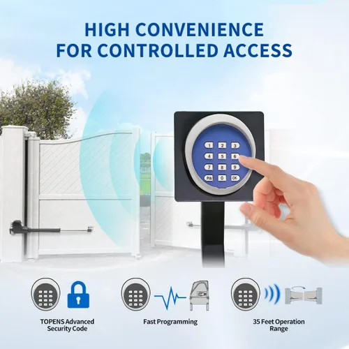 Vista 3 de TOPENS TKP3 - Teclado inalámbrico sin llave, panel de código digital, control de seguridad para abridor automático de puertas correderas de garaje