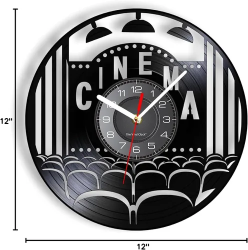 Vista 8 de Reloj de pared – Reloj de vinilo de corte de 12 pulgadas, Gramófono, Lp, para colgar en la pared, para fanáticos del cine