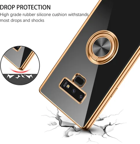 Vista 7 de DUEDUE Funda para Samsung Galaxy Note 9 con soporte de anillo, rotación de 360 grados, dedo magnético para coche, TPU suave, delgada, a prueba