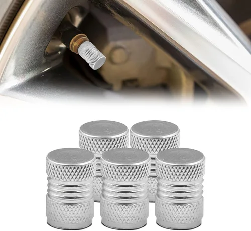 Vista 9 de 5 tapas para vástago de válvula de neumático, cubierta de tapas de aire, cubiertas de vástago de válvula de rueda de aleación de aluminio con anillo