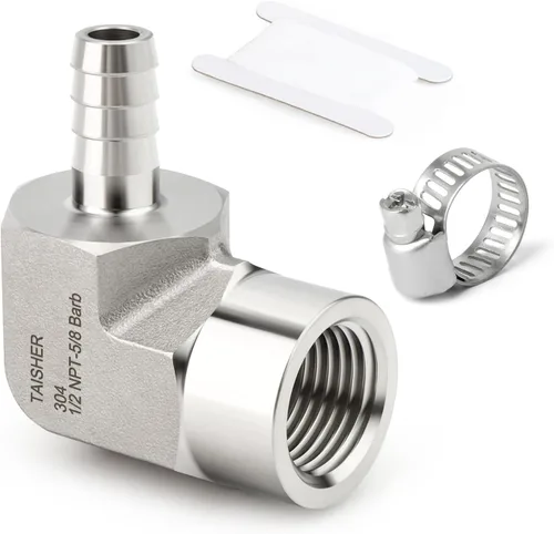 Vista 81 de TAISHER 1 PIEZA Accesorio de Manguera Codo de Acero Inoxidable 304 de 90 Grados - Púa de 1" x Púa de 1" para Combustible/Aire/Líquido/Gas con 2