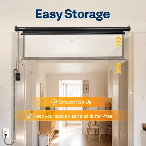 Vista 6 de VIVOHOME Pantalla de proyector motorizada 16:9 de 72 pulgadas con control remoto, pantalla de proyección eléctrica automática, pantalla de cine HD