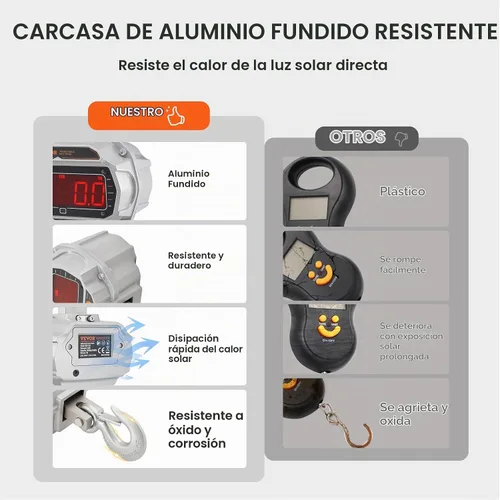 Vista 3 de VEVOR Báscula digital para grúa, 11000 lbs/5000 kg, báscula industrial resistente para colgar con control remoto, carcasa de aluminio fundido