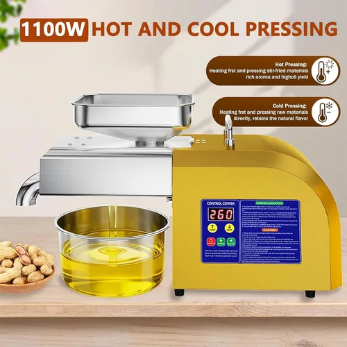 Vista 3 de 1100W Electric Oil Press Machine, Hot/Cold Press Oil Maker Machine Full Stainless Steel Foldable Oils Extractor With Smart Control Panel Easy Clean