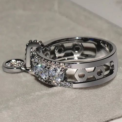 Vista 5 de Anillo de moda para mujer, anillos de boda, bonitos anillos de lujo para mujer, circonita cúbica incrustada, anillo redondo para boda, fiesta