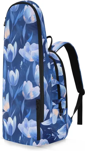 Vista 2 de Unisex Tennis Bag Large Storage Tulipa Flowers Royal Blue Gym Sport Travel Bag for Women Men para raqueta