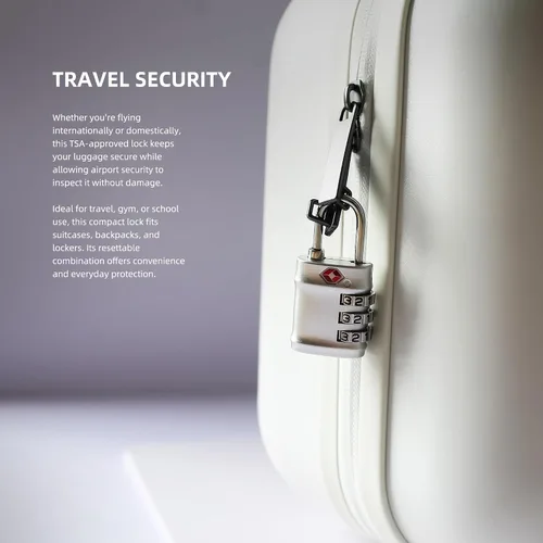 Vista 5 de Cerraduras de equipaje aprobadas por la TSA, combinación de candados pequeños para artículos esenciales de viaje, cerraduras TSA para equipaje