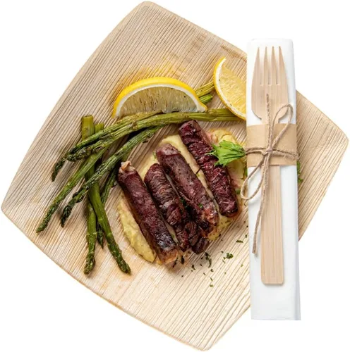 Vista 7 de Restaurantware Juego de cubiertos de tenedor y cuchara de bambú de 8 pulgadas: perfecto para eventos de catering, restaurantes y camiones de comida