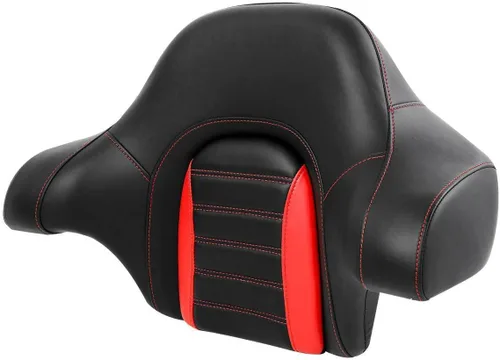 Vista 4 de TCT-MOTORPARTS Respaldo de pasajero envolvente recortado para Harley Touring Road King Road Street Electra Glide 2014-2023 Negro&Rojo Respaldo King