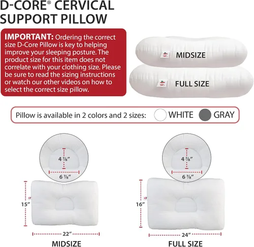 Vista 7 de Core Products D-Core - Almohada cervical para el cuello – Soporte ortopédico extra firme para molestias de cuello, personas que duermen de espalda