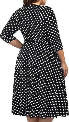 Vista 5 de kissmay - Vestidos de cóctel florales con cuello en V para mujer, talla extragrande, con bolsillo