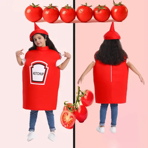 Vista 2 de DSplay Disfraz de salsa de tomate de mostaza para niños, fiesta de Halloween