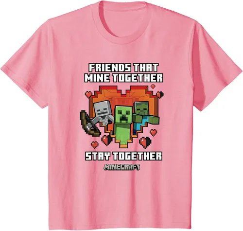 Vista 13 de Minecraft Camiseta de San Valentín Friends That Mine Together Mobs, Negro