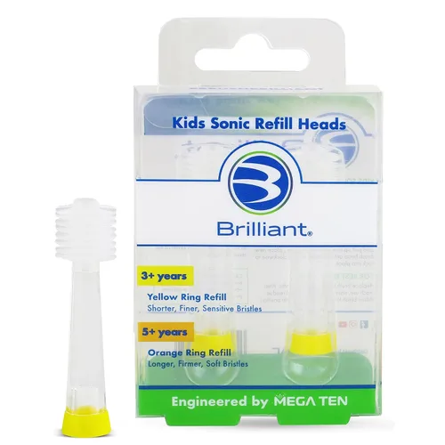 Vista 10 de Brilliant Oral Care Kids Sonic - Cabezales de repuesto suaves para niños a partir de 5 años, naranja, paquete de 2
