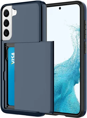 Vista 21 de Funda tipo cartera para Samsung Galaxy S22 con ranura para 2 tarjetas de crédito Funda a prueba de golpes Hybrid Heavy Duty Protection Armor Funda