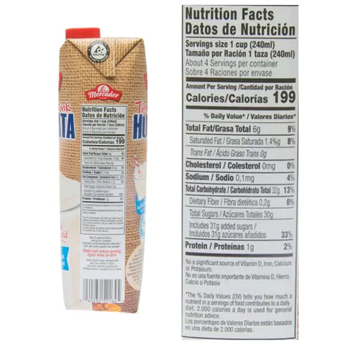 Vista 3 de Mercader Bebida entera de chufa de leche de horchata Net.Wt 67.6 oz (paquete de 2) 2 litros Sin lácteos Sin gluten Sin lactosa Estable