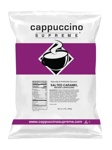 Vista 4 de Cappuccino Supreme Bolsa de 2 lb Mezcla de capuchino de chocolate blanco y caramelo