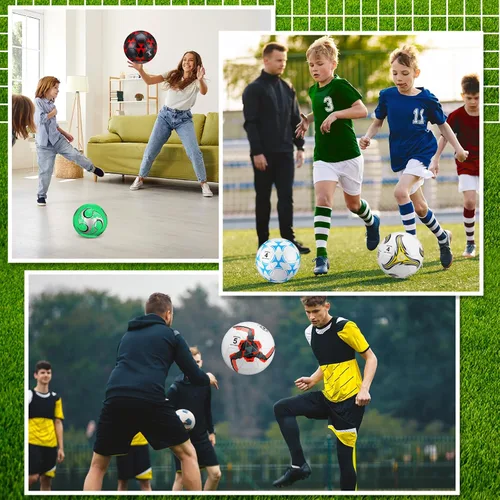 Vista 5 de Deekin Balón de fútbol a granel con aguja de bomba de tamaño 5/4/3 desinflado, pelota de fútbol oficial para interiores y exteriores, accesorios