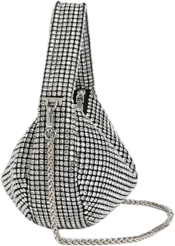 Vista 5 de UMREN Bolso de mano anudado con purpurina completa para mujer, con diamantes de imitación de cristal, bolso cruzado de noche con diamantes