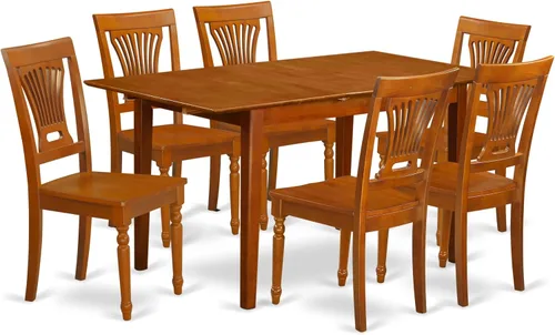Vista 7 de East West Furniture PSPL5-SBR-C - Juego de mesa y sillas de cocina de 5 piezas, incluye una mesa de comedor rectangular con hoja de mariposa y 4