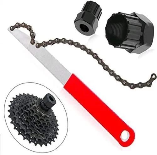 Vista 3 de QKURT Kit de herramientas de extracción de casete de bicicleta, 3 herramientas de látigo de cadena de bicicleta con anillo de bloqueo de casete