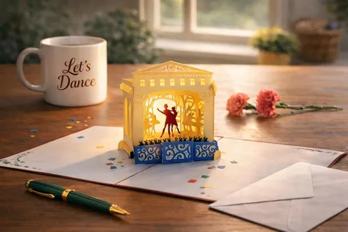 Vista 8 de iGifts And Cards Tarjeta de felicitación emergente 3D de Ballet Theater – Tarjeta de felicitación de escenario de actuación de baile, aniversario