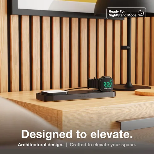 Vista 5 de NOCO XGrid XDP3: Almohadilla de carga inalámbrica 3 en 1 – Estación de carga para iPhone, Apple Watch y AirPods – Compatible con MagSafe