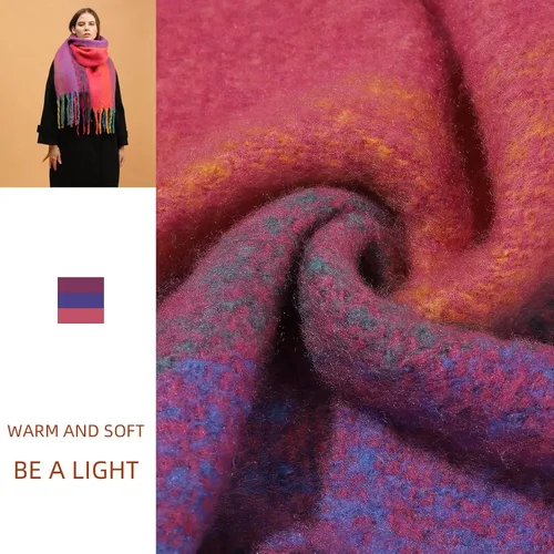 Vista 4 de Bufanda cálida para mujer, colorida y suave, cómoda, elegante chal de pashmina para clima frío, bufanda larga de moda, borla de coleta