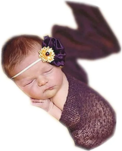 Vista 4 de Coberllus Accesorios para fotos de bebé recién nacido, manta de tela para envolver para niños y niñas, sesión de fotografía (beige)