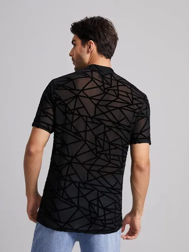 Vista 2 de WDIRARA Camiseta de manga corta con estampado floral para hombre