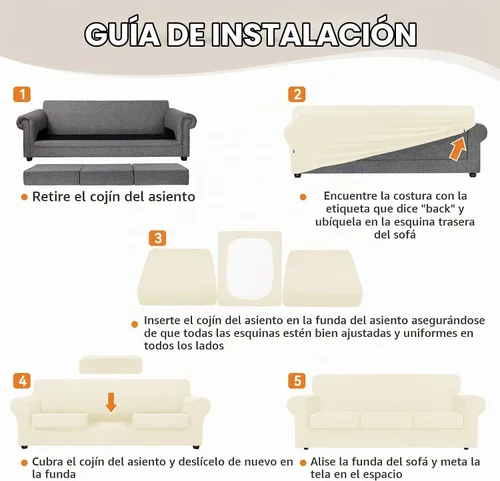 Vista 6 de KEKUOU 4 piezas de fundas elásticas para sofá de 3 cojines, fundas para sofá para mascotas, fundas para sofá lavables, suaves y elásticas, protector