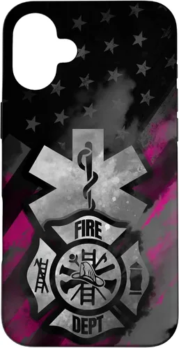 Vista 23 de EMT EMS Firefighter Pink Smoke Line USA American Flag Case for iPhone 17