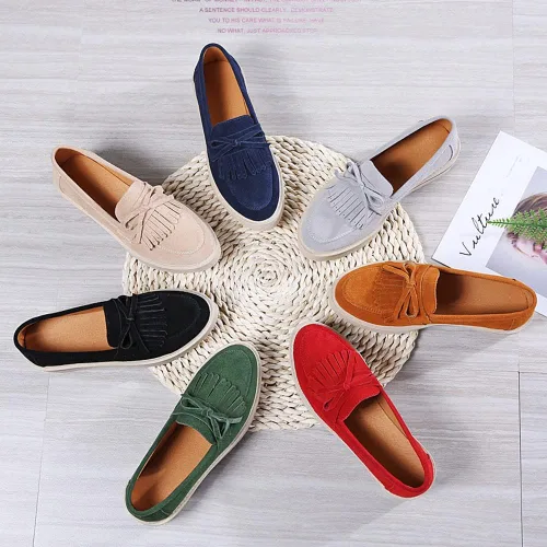 Vista 6 de YING LAN Mocasines de plataforma para mujer, cómodos mocasines de gamuza anchos y bajos, zapatos casuales de cuña
