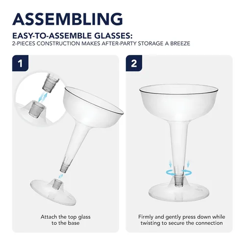 Vista 3 de Party Essentials N48 - Vaso de champán de plástico duro de 2 piezas, capacidad de 4 onzas, transparente (caja de 192)