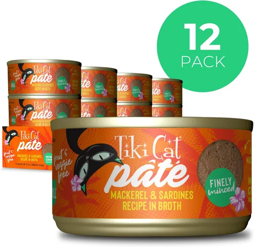 Vista 2 de Tiki Cat Grill - Alimento húmedo para gatos, caballa y sardinas, latas de 2.8 onzas (12 unidades)