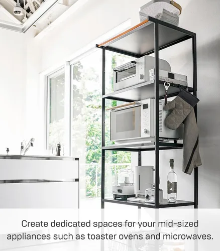 Vista 3 de YAMAZAKI Home Tower Estante de almacenamiento para electrodomésticos de cocina, estantería de metal, organizador de pie, estantes resistentes, 67