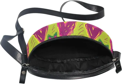 Vista 5 de Retro Doodle Heart Round Small Crossbody Bag Women Practical with Adjustable Strap Small Handbags Take a walk Canvas Messenger Purse