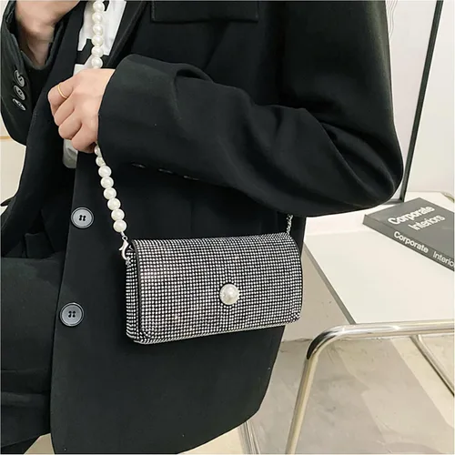 Vista 6 de Naimo Bolso cruzado con diamantes de imitación de cristal brillante, bolso de mano de noche de diamante, bolso para teléfono celular para fiesta
