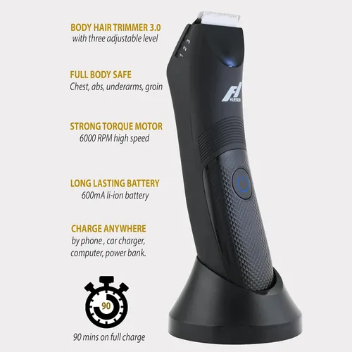 Vista 3 de Fhuesion® Manscape - Recortadora de bolas impermeable IPX7 con luz y hoja de cerámica, peluquería corporal para peluquería corporal para peluquería