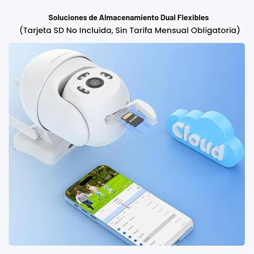 Vista 8 de Cámara de seguridad para exteriores de 4 MP, cámara WiFi de 2.5 K para sistema de seguridad del hogar, cámara exterior con cable enchufable Blanco-2