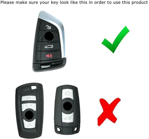Vista 2 de iJDMTOY Exact Fit - Carcasa para llavero inteligente con diseño de fibra de carbono metálica brillante compatible con BMW X1 X4 X5 X6, serie 5