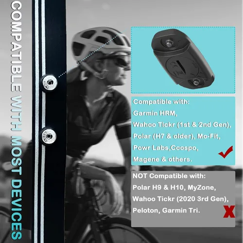 Vista 3 de Correa de repuesto para monitor de frecuencia cardíaca compatible con Polar Garmin Tickr Wahoo Coospo - Reemplazo de la correa del monitor