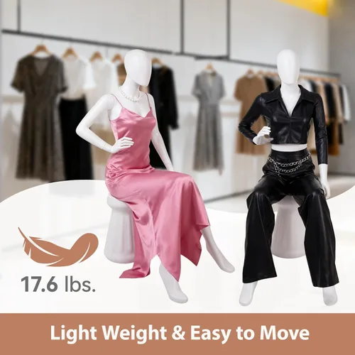 Vista 7 de Maniquí femenino de medio cuerpo blanco postura sentada maniquí femenino elegante con base estable Manne quin vestido forma exhibición maniquíes