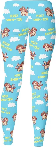 Vista 6 de Crazy Dog T-Shirts Leggings divertidos para mujer, lindas mallas elásticas para mujer, pantalones de entrenamiento para correr, yoga