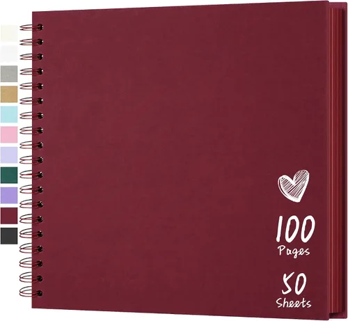 Vista 20 de Álbum de recortes de 7 x 7 pulgadas, álbum de recortes DIY de tapa dura de papel kraft, álbumes de fotos, 40 páginas, perfecto para fotos de 4 x 6