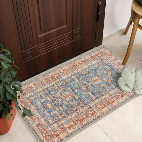 Vista 207 de GLN Rugs Traditional Collection - Alfombra de felpilla lavable a máquina, tradicional lavable, antideslizante, alfombra de felpilla de pelo corto